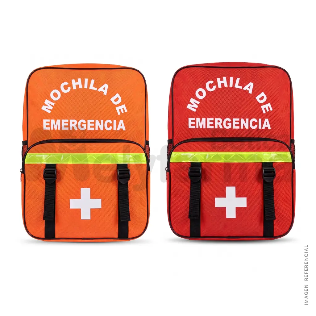 Mochila de Emergencia color Naranja/Rojo | Melyfarma Mochila de Emergencia naranja y rojo