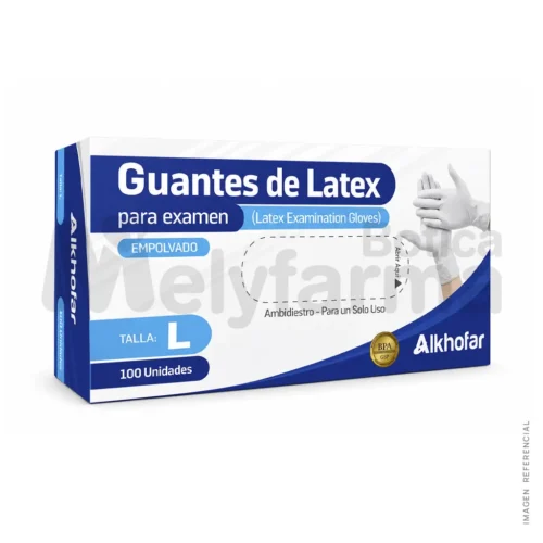 Guantes de Látex para Examen Talla L - ALKHOFAR