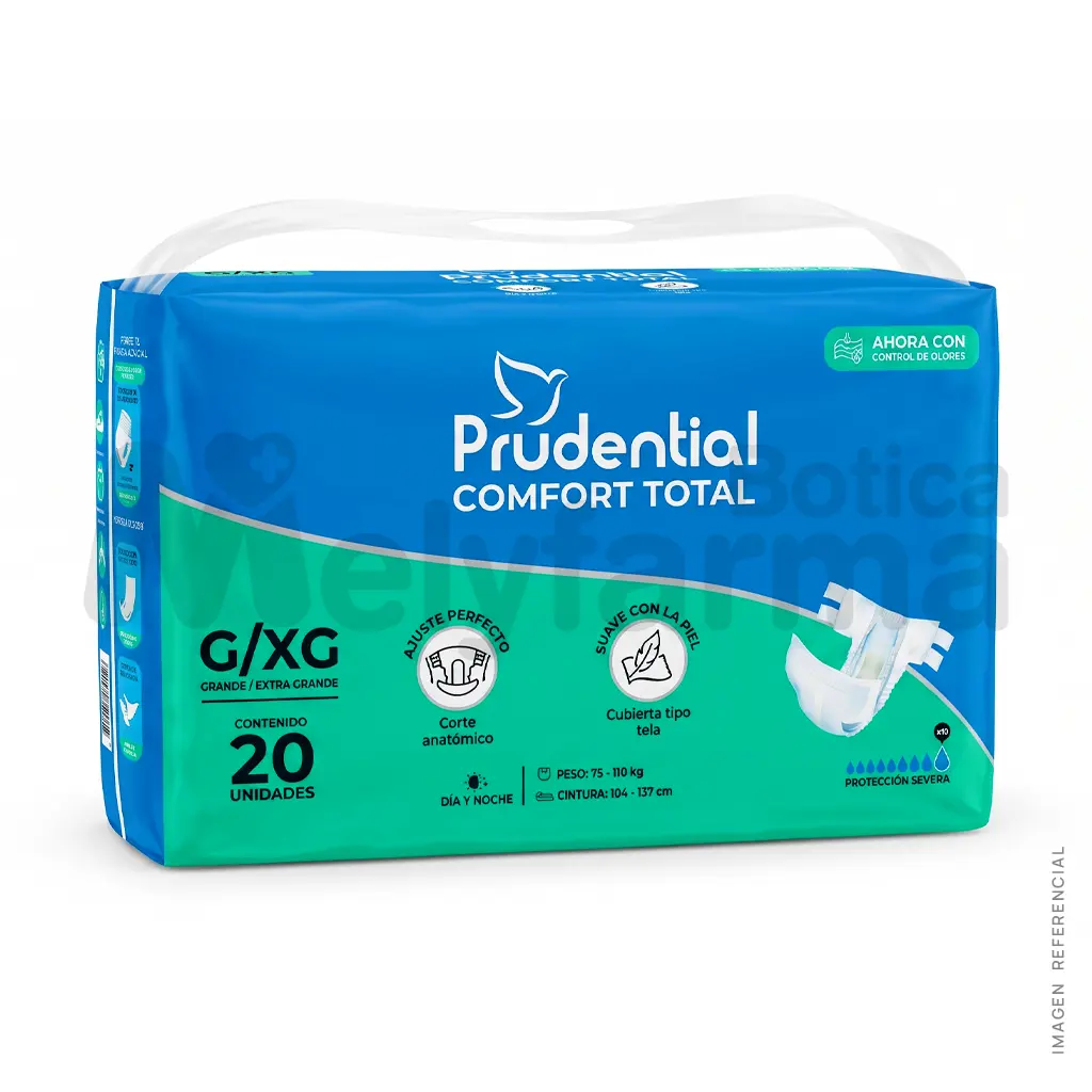 Pañal para Adulto - Prudential | Talla Grande | Melyfarma Pañal para adulto T-G Paq x 20 - PRUDENTIAL